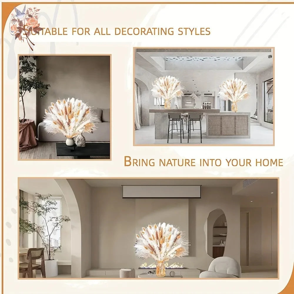 bouquet fleurs séchées naturel pampas blanc beige rustique décoration maison mariage anniversaire party
