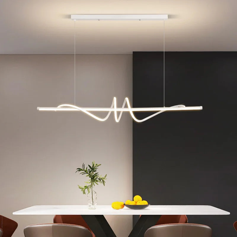 lampe suspendue moderne spirale lumineuse noir blanc doré chambre salon étudiant