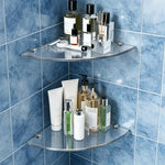étagère angle transparente moderne fixée clips métalliques pliable mur douche salle bain acrylique sans