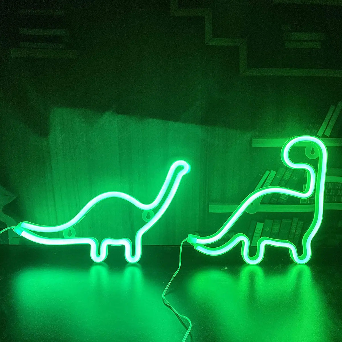 lampe néon dinosaure vert moderne décoration vacances chambre adulte enfants led festive
