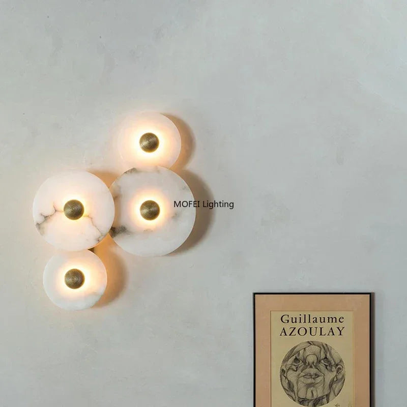 applique murale moderne marbre blanc led éclairage cuisine chambre fixée mur