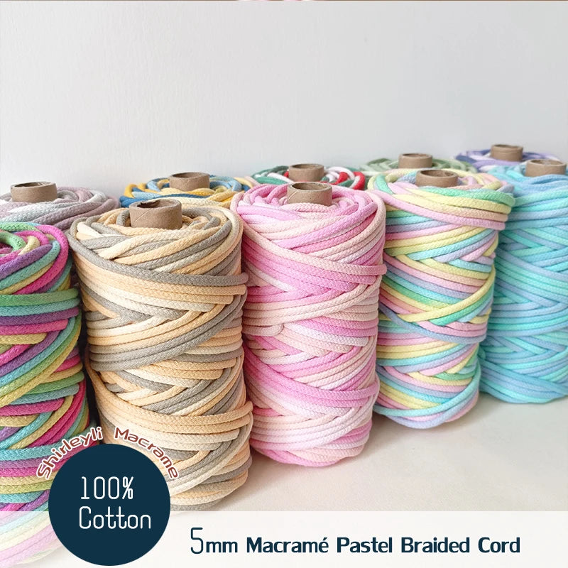 corde tressée macramé pastel haute ténacité 100% coton créative boucle métallique écologique artisanale