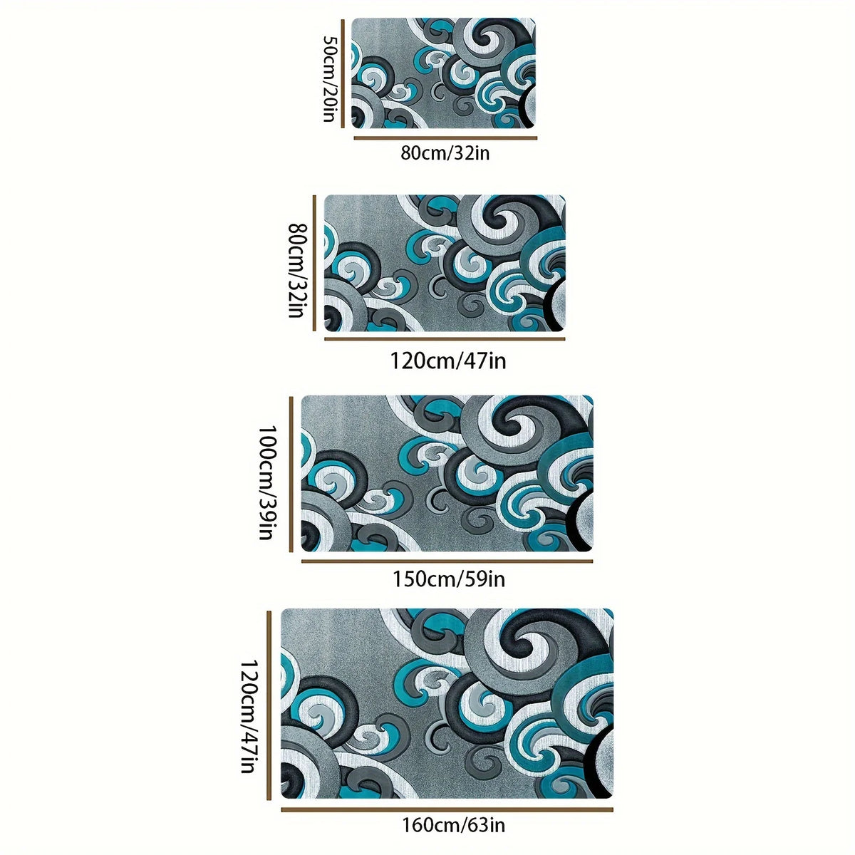 tapis moderne spirales abstraites gris bleu salon chambre prière extérieur déco salle bain