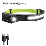 lampe frontale rechargeable led usb camping pêche nuit course silicone élastique multifonctionnelle