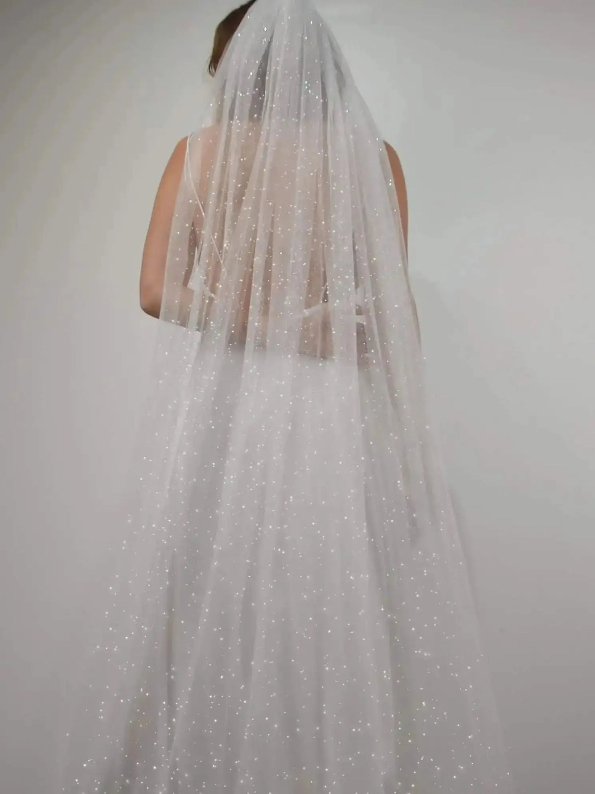 voile mariée blanc paillettes dorées classique bride prom wedding romantique original bohème trendy