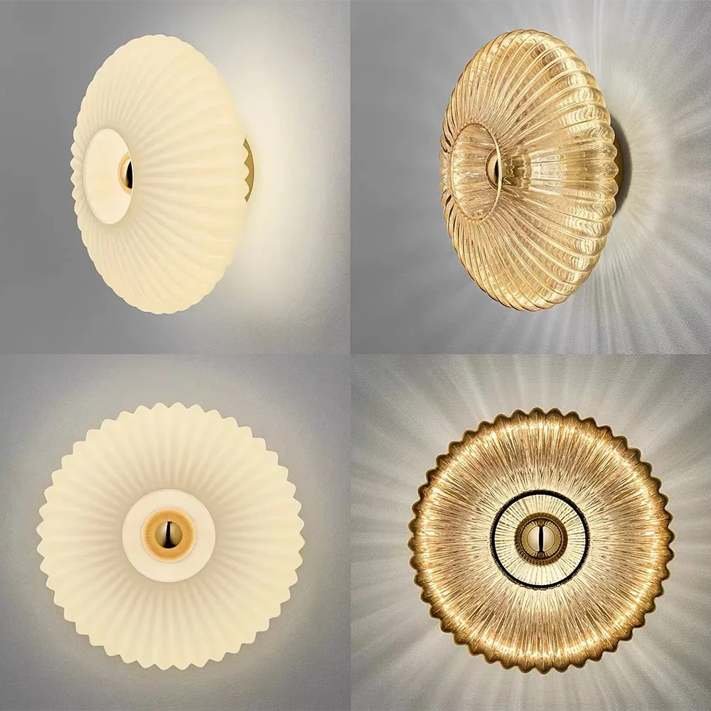 appliques murales modernes led verre rayures horizontales blanc doré élégantes chambre salle manger