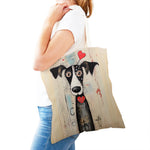 sac main moderne imprimé chien lunettes motifs géométriques couleurs variéesversible