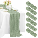 ruban table crêpe plissé vert olive bleu clair rose pâle boho élégant décoration mariage