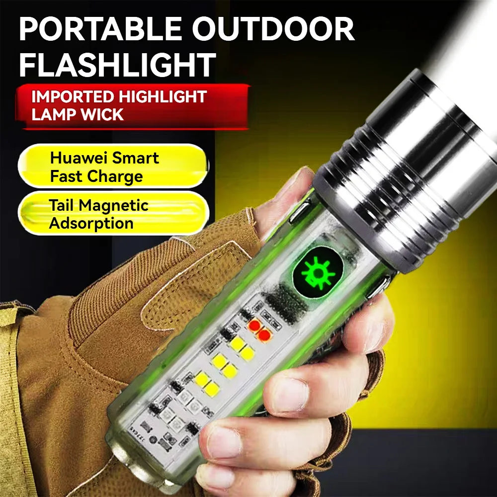 lampe torche led rechargeable projecteur haute puissance résistant chocs argent vert noir