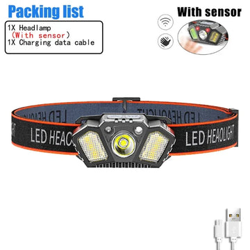 lampe frontale led noire réglable ceinture ajustable mode sensoriel torchon rechargeable camping