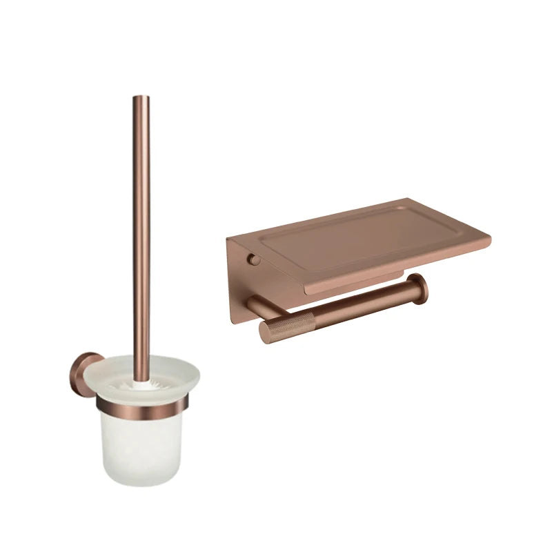 ensemble accessoires salle bain métal or rose moderne porte serviette savon brosse dents