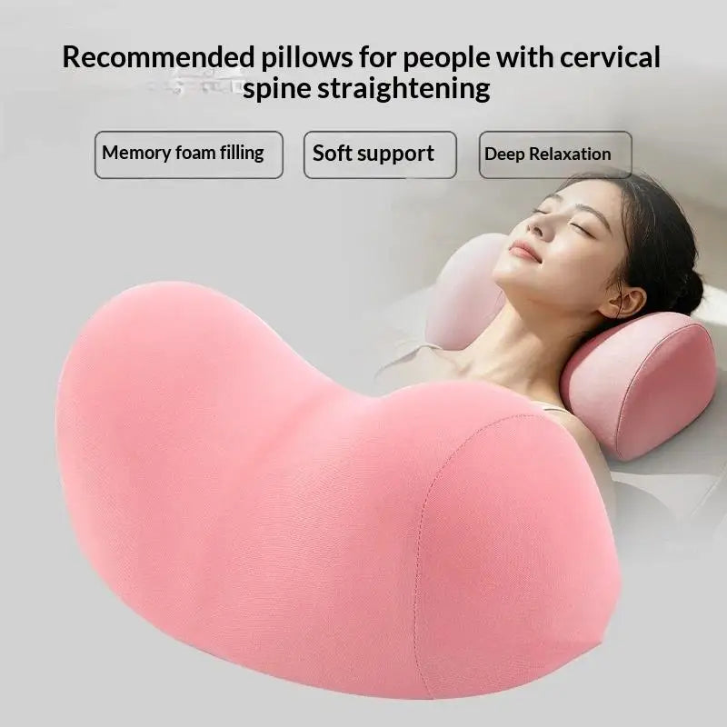 oreiller cervical ergonomique polyester coton rose noir gris massage nuque confortable portable domestique aide