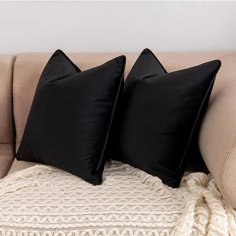 taies d'oreiller velours noir blanc simples moderne 60x60cm 45x45cm pack coussins