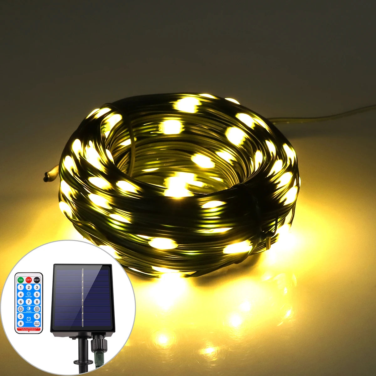 guirlande lumineuse solaire vert blanc multicolore points lumineux espacés moderne clips autonomes distant
