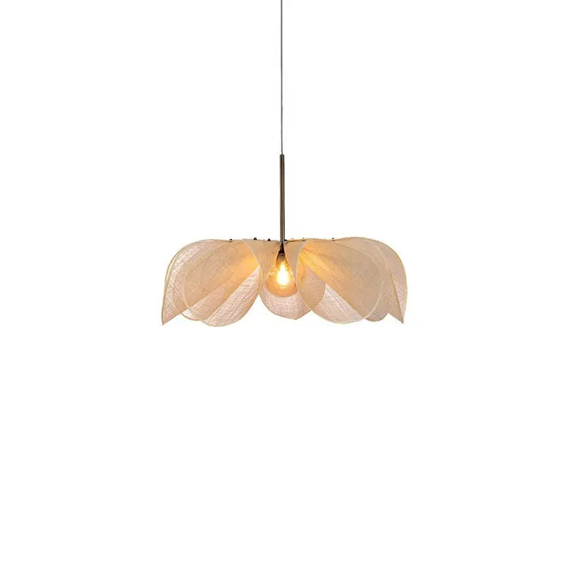 suspension moderne tissu plissé beige clair ampoule e27 salon salle manger neutral light