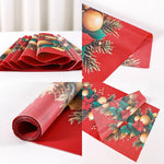 table noël polyester motifs noël père noël renne flocons or rouge blanc hiver traditionnelle