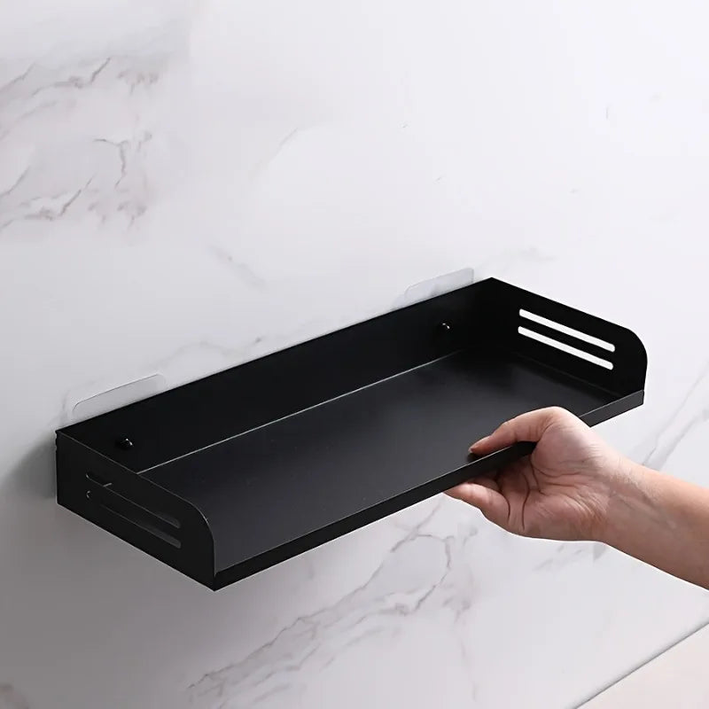 étagère murale moderne adhésive rangement noir divers objets cuisine salle bain chambre salon