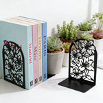 supports livres métal motif floral moderne décoration noir blanc fleurs