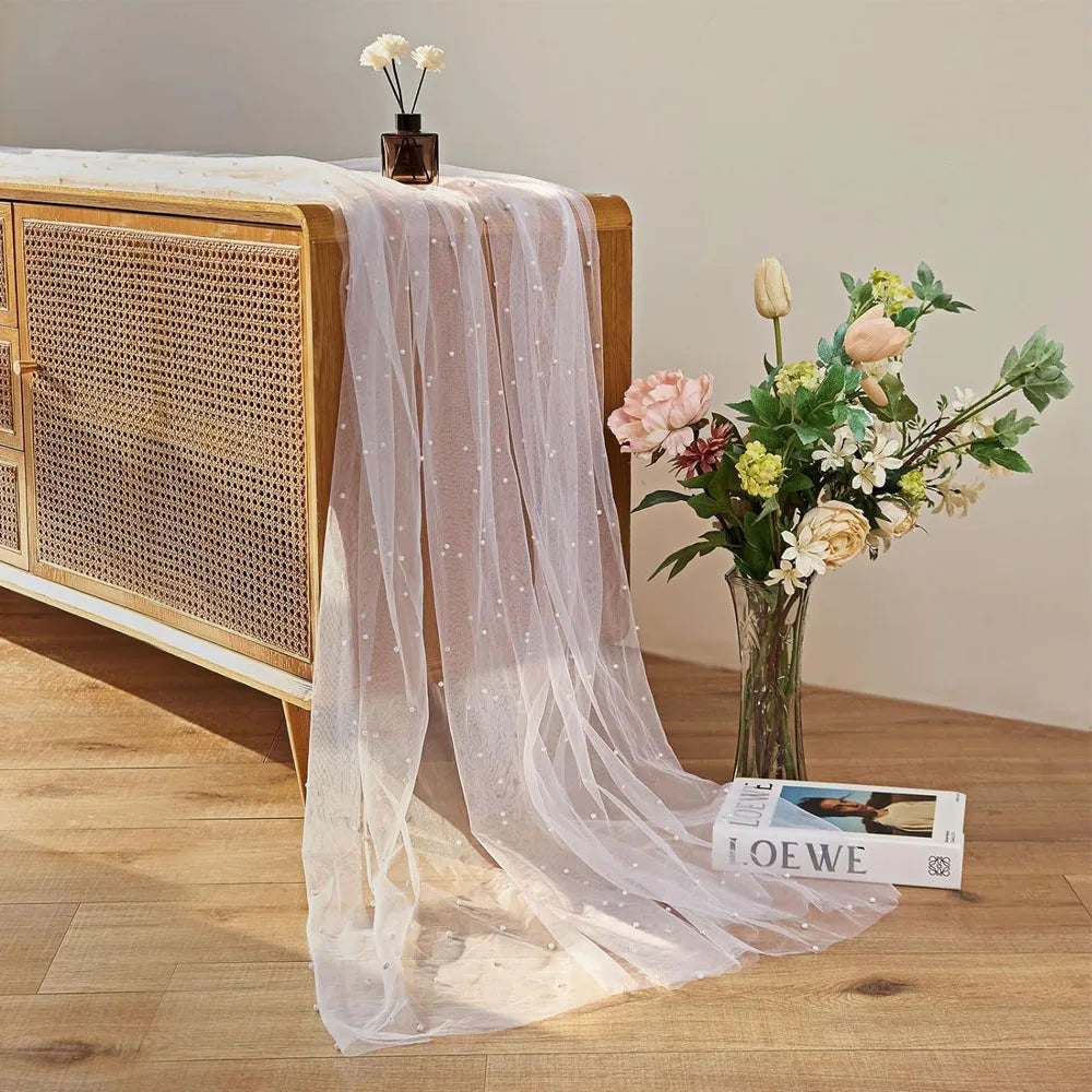voile table blanc blanches moderne mariage réutilisable translucent classiqueDecoration événementFleur