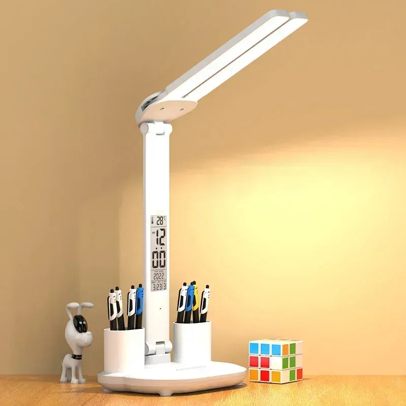 lampe led moderne affichage numérique porte stylos blanc