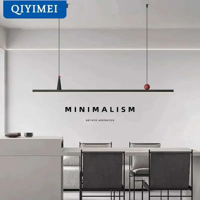 suspension lumineuse moderne minimaliste noir rouge rectangulaire lisse intérieur salon chambre