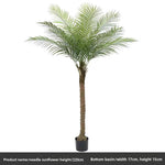 palmier artificiel décoration intérieure vert feuilles fines tronc épais moderne pot 240cm haute