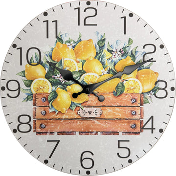 horloge murale bois citron feuilles vintage salon 10 12 14 16 pouces quartz