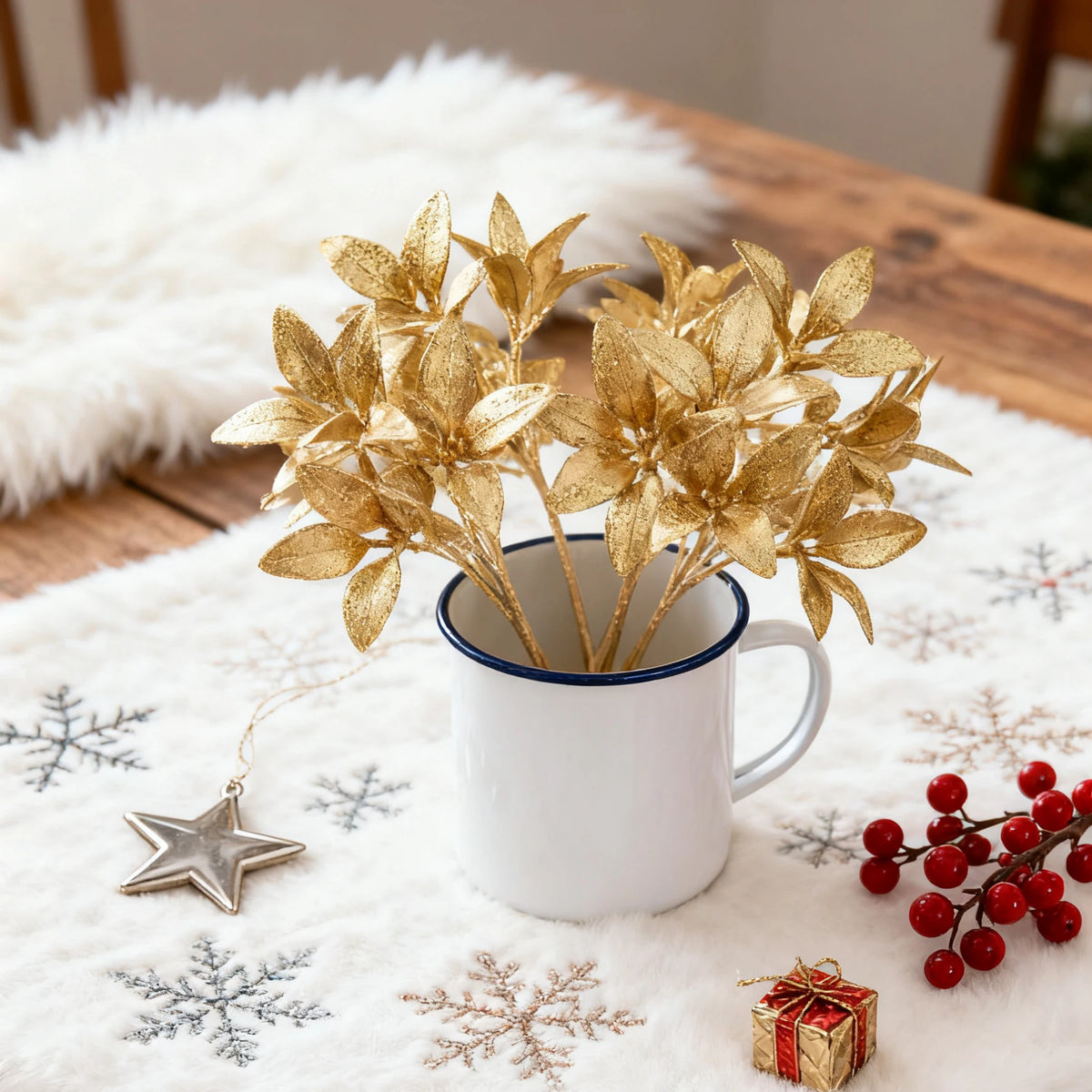 guirlande feuilles or argent decoratives exterieur anniversaire decoration noel festive