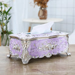 boîte mouchoirs ornemental blanc doré classique baroque tissu amovible moderne maison