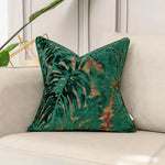 housse coussin velours vert motif feuilles tropicales 30x50cm 45x45cm 50x50cm deco moderne sofa chambrehôtel