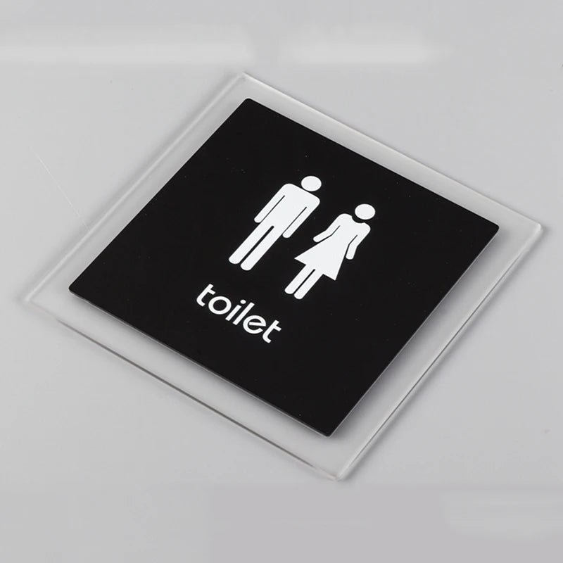 signalétique panneau toilette symbole fumeur noir blanc acrylique minimaliste 10x10cm