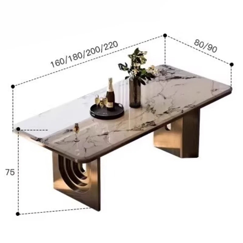 table manger moderne rectangulaire plateau marbre bois pieds métal salon cuisine gris