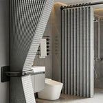 rideau douche gris clair moderne texture géométrique imperméable polyester salle bain maison