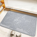 tapis bain doux feuilles fougère relief moderne vert gris polyester