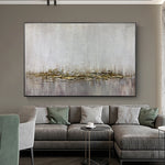 tableau abstrait gris doré contemporain texture peinte sans cadre toile horizontal