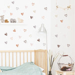 stickers muraux coeurs beige rose gris brun modernes adhésifs chambre enfants fonds écran