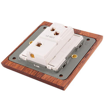 interrupteur bois grain blanc marron clair moderne bascule laiton vis dorées