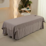 couvre lit massage uni beige clair polyester coton moderne taille 230x115cm