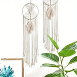attrape rêves boho chic macramé plume franges beige clair noels réguliers chambre décoration