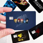 stylo animé fairy tail carte bancaire sticker réutilisable étui occlusion moderne bleu effets feu