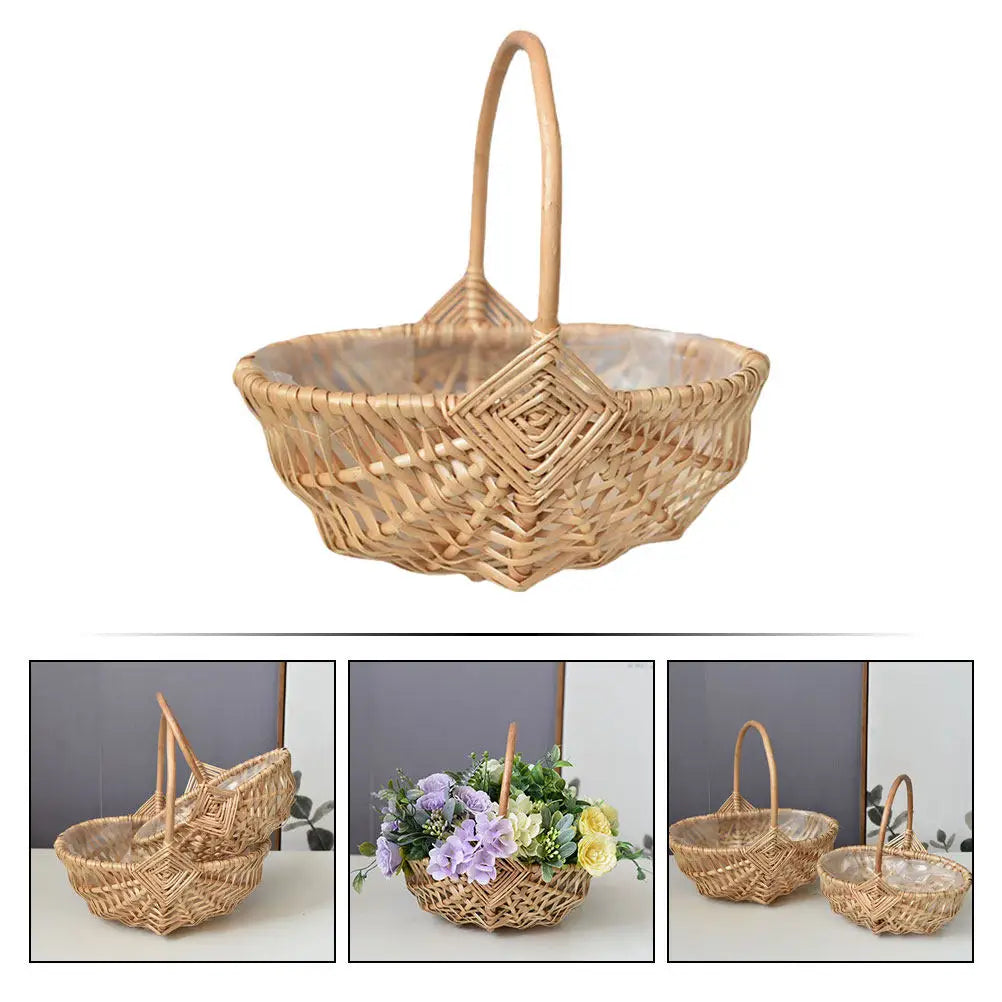 panier osier tressé main naturel beige traditionnel facile transport poignée bois intérieur decoration