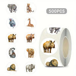 autocollants animaux sauvages blancs gris beige 500 pièces adhésifs illustrés éléphant girafe léopard