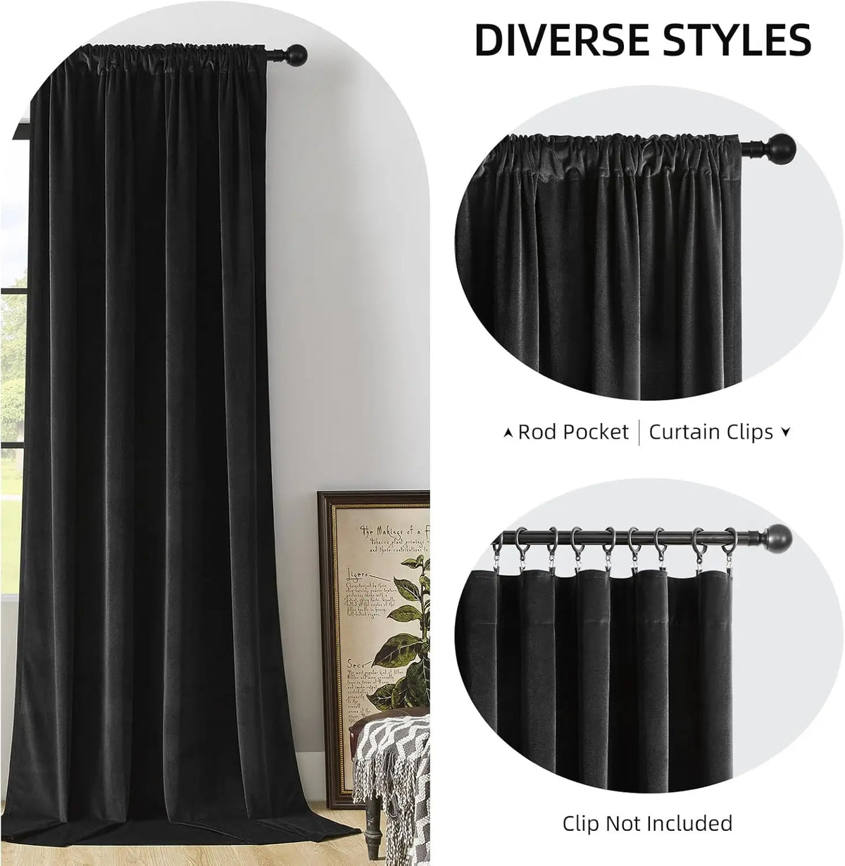 rideau noir moderne opacifiant 100 polyester fenetre francaise salon anneaux
