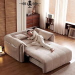 canapé lit moderne beige coussins velours storage inclinable électrique minimaliste