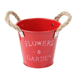 seau vintage rouge noir bleu FLOWERS GARDEN blanc pot fleur jardin