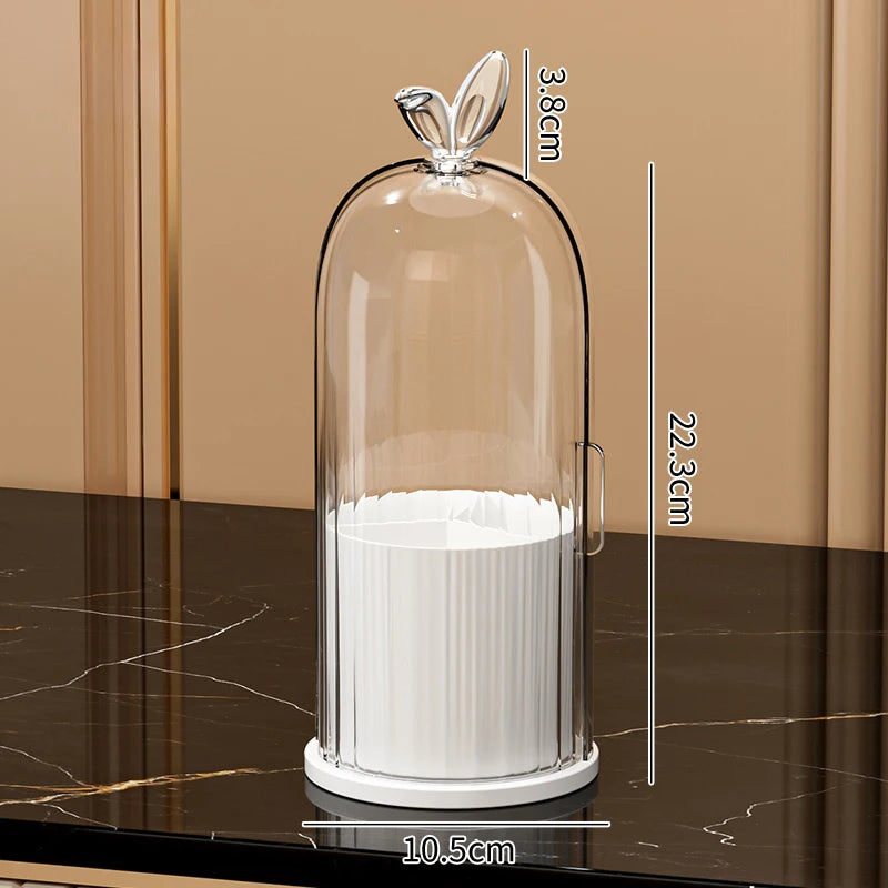 organisateur maquillage blanc rose moderne rayures transparent rangement palette crèmes brosse fards minimaliste