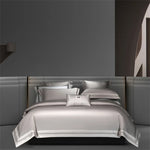 ensemble literie bleu clair broderies moderne 100 coton ultra doux king queen size