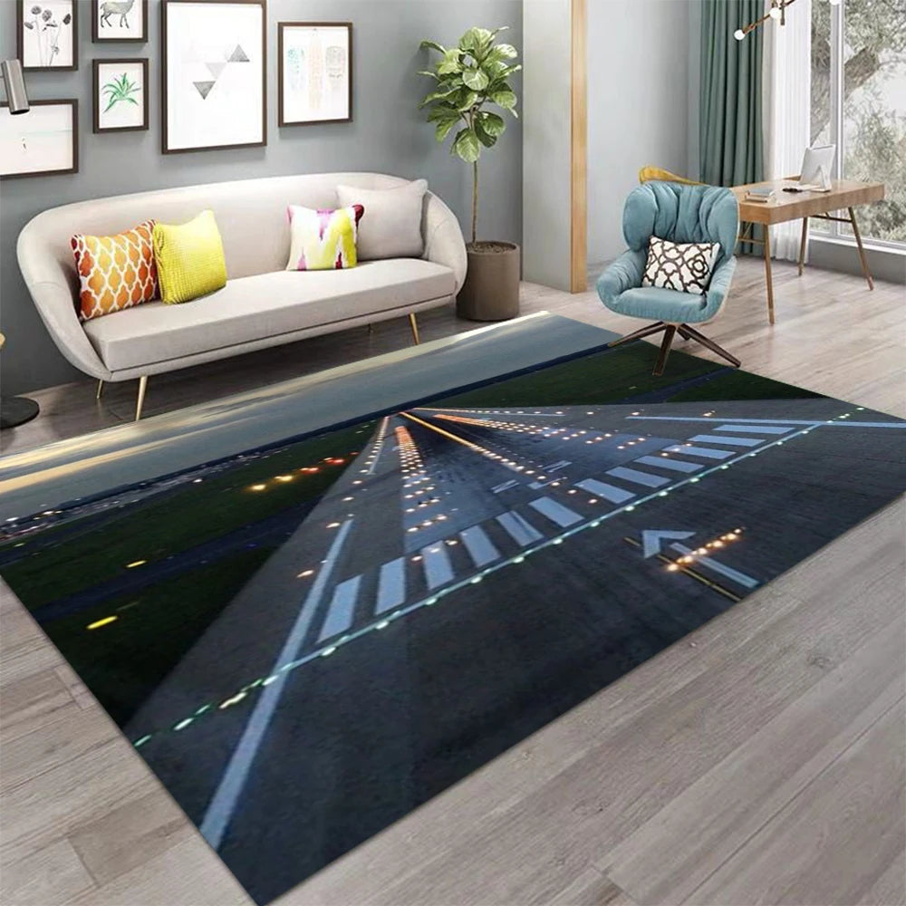 tapis moderne avion ville bleu noir blanc extérieur salon prière 80x120cm 120x160cm