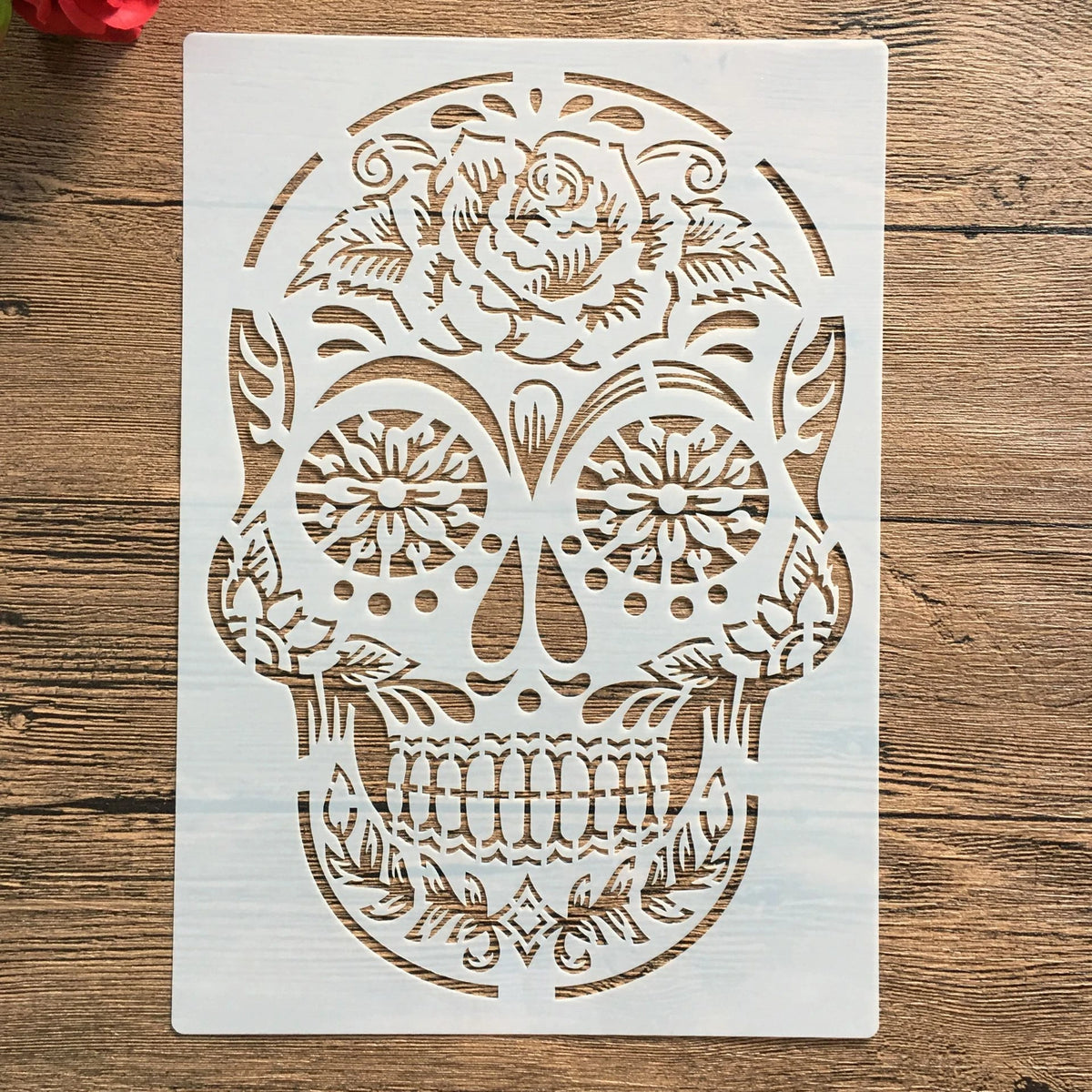 masque squelette blanc art mexicain floral geometrique bricolage deco murale scrapbooking pochoir gravure papier