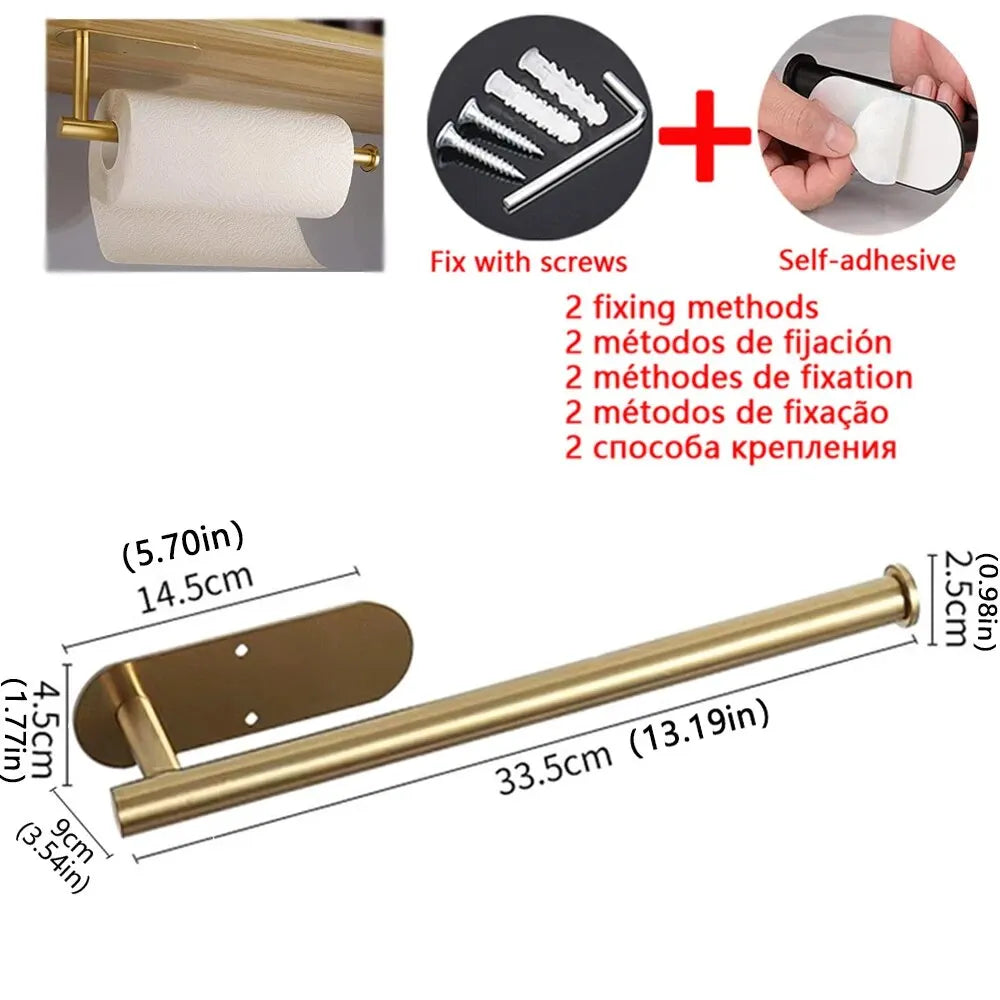 porte serviettes moderne adhésif noir argenté texture papier cuisine salle bain rouleau serviettes